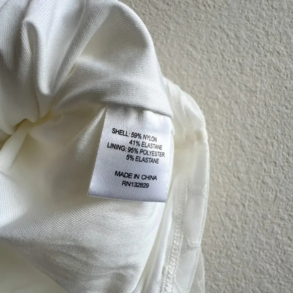 Camila Coelho Eva Mini Dress Ruched Mesh White Ivory Size Medium - Picture 9 of 14
